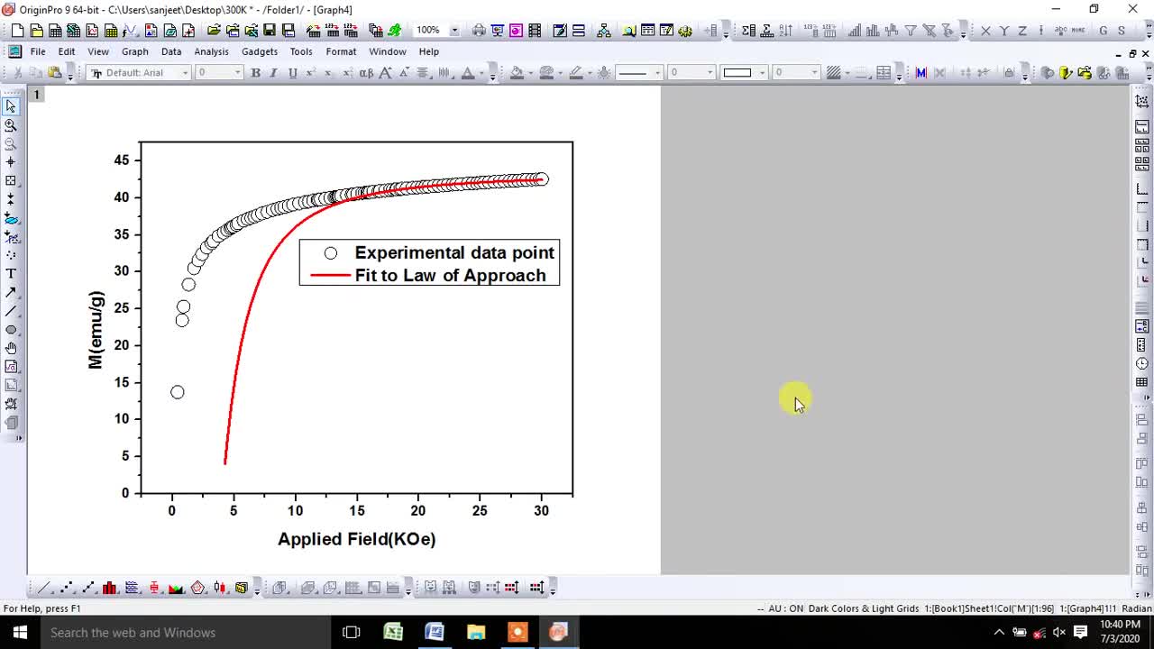 How fit to Non - linear Curve or Equation of Law of Approach to Saturation using Origin Software