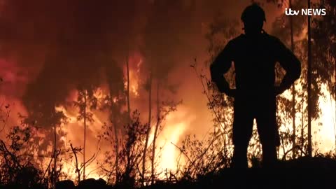 1,000 firefighters battle wildfires in central Portugal | ITV News