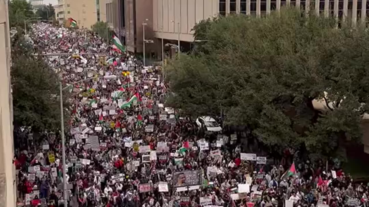 View of the protest in Austin today! FREE PALESTINE