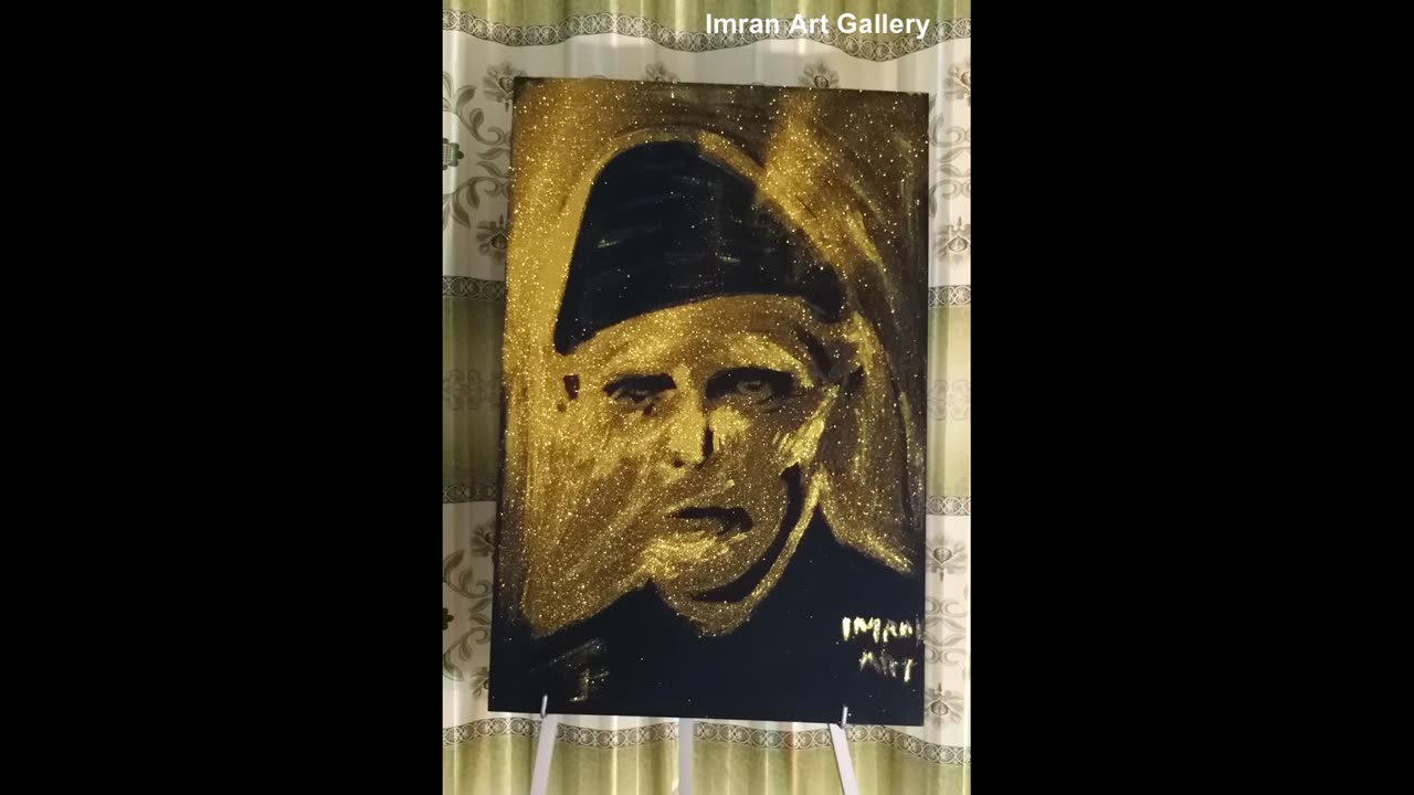 How to draw Quaid e Azam Glitter Painting - Speed Painting