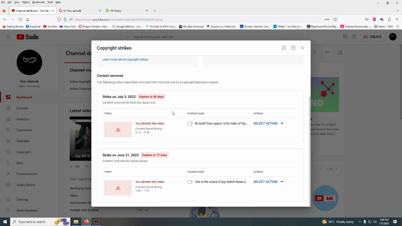 Youtube Channel violations