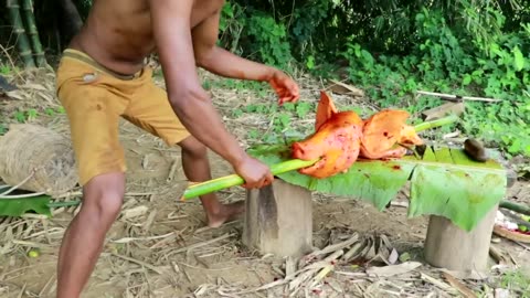 Wild Forest BBQ Adventure: Cooking Pig Duck with Mouthwatering Sauce