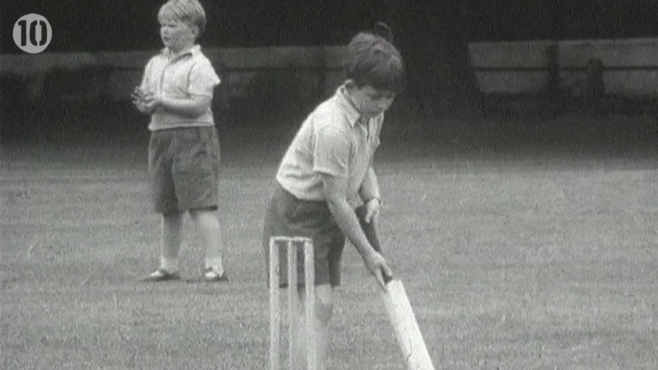 Young Prince Charles Playing Cricket