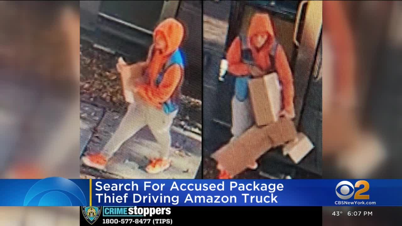 Search for suspected package thief seen driving Amazon truck