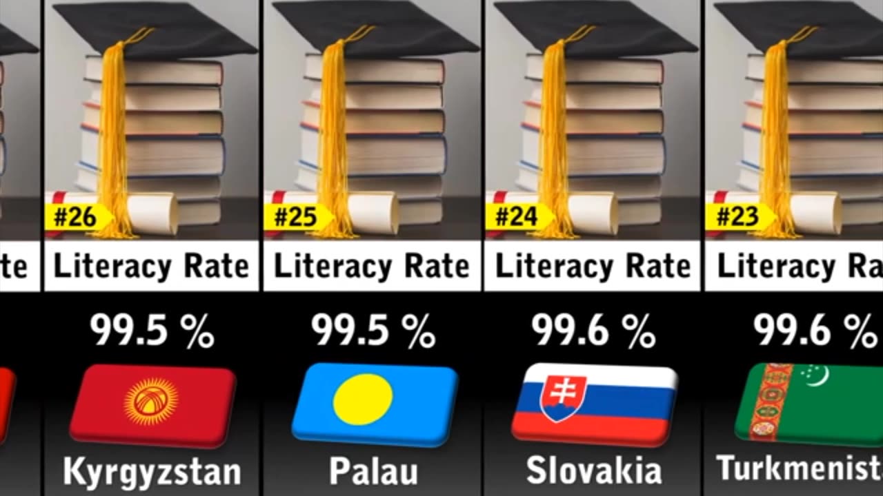 Literacy rate by country 2023 top 50 countries.