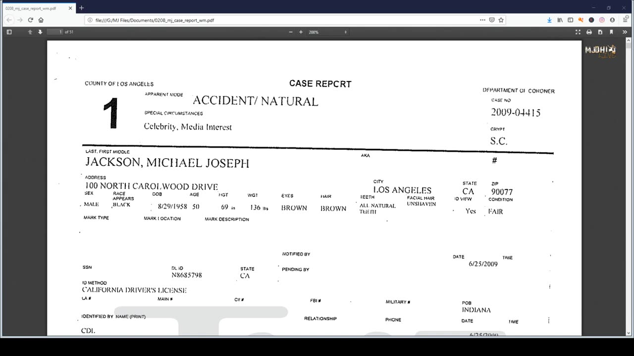 MJDHI Live June 24, 2019 - The Autopsy Report discussed with a California doctor