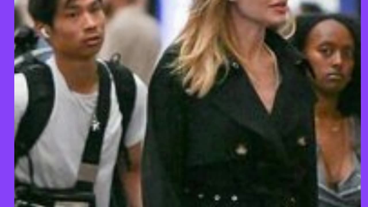 Angelina Jolie lands in New York with her children to look for an apartment.