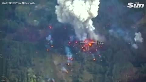 Ukrainians destroy Russian ammo trucks in huge explosion