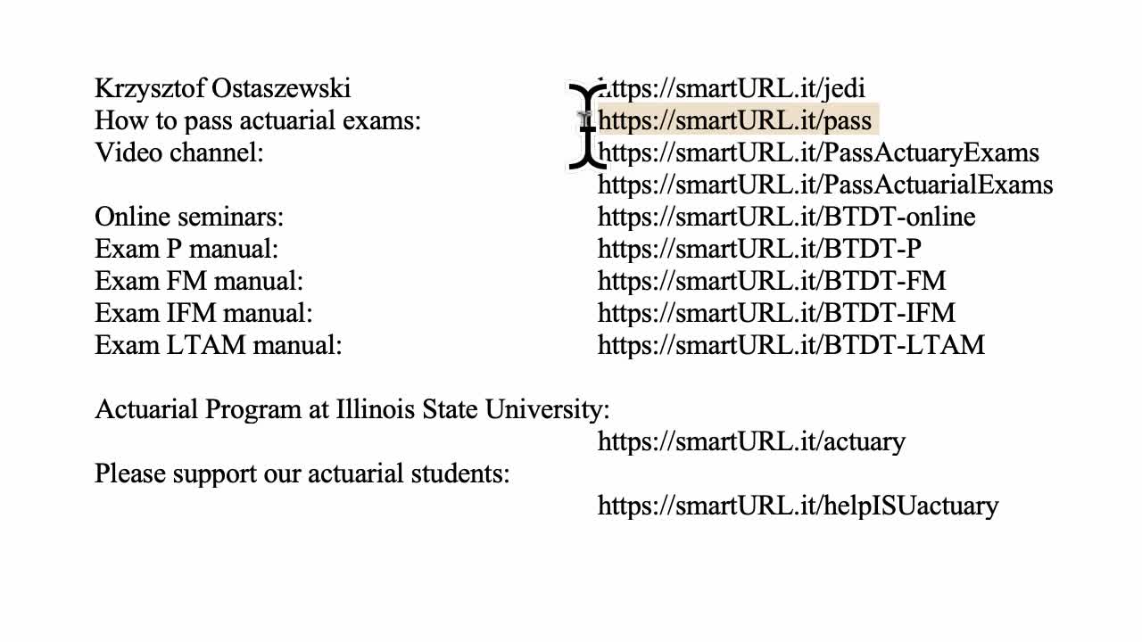 Exam FM exercise for April 20, 2022