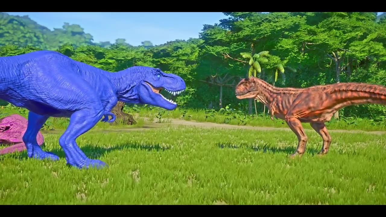 T-REX Brothers vs CAMP CRETACEOUS Dinosaurs Fighting in Isla Nublar - Jurassic World Evolution