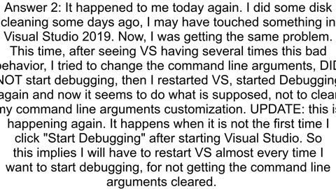 Visual Studio clears command line arguments when begins to run