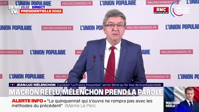 Mélenchon: "Marine Le Pen est battue et c'est une très bonne nouvelle"