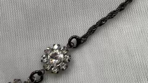 Black Tone Jewelry Set (Necklace + Earrings) Made with Swarovski Crystal. Rare.