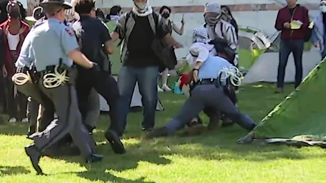 Solid Tackle by GA Officer during Emory Protests