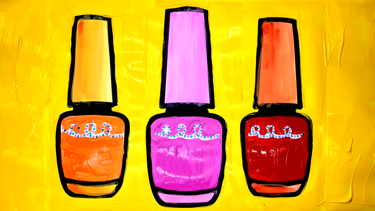 Coloring Nail Polish Painting Pages for Girls, Learn to Color with Painting.