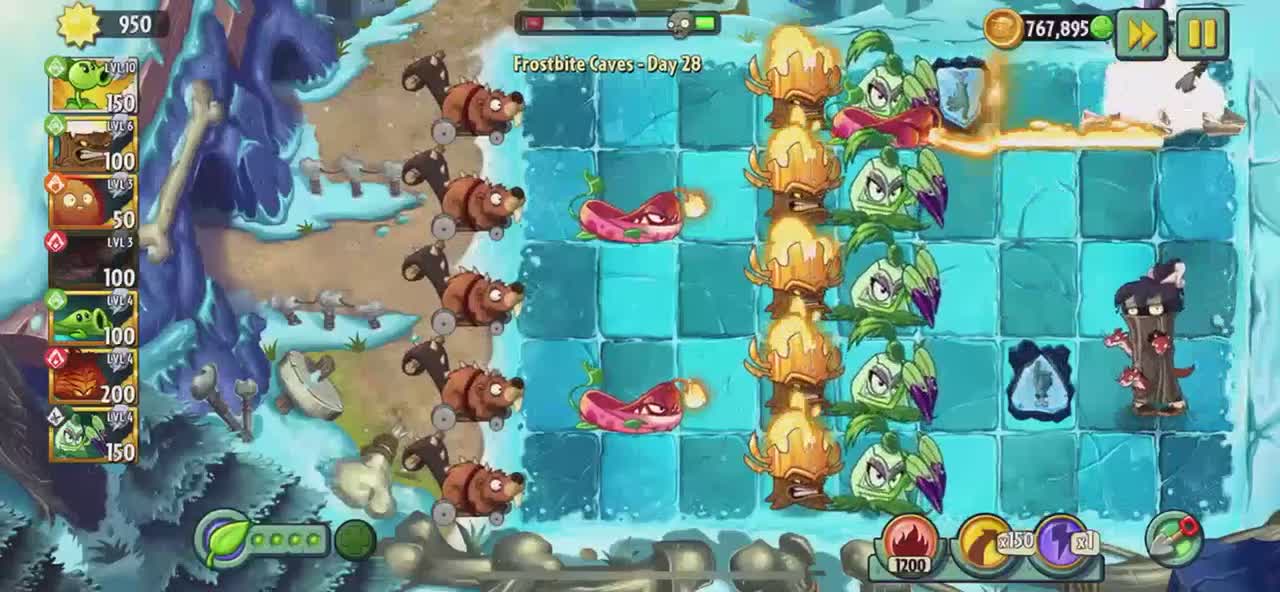 Plants vs Zombies 2 Frostbite Caves - Day 28