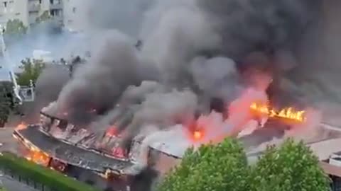 The Croix-Blanche shopping center in the Paris banlieue Destroyed