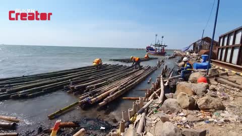 Toll roads made with bamboo in Indonesia