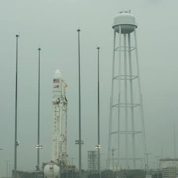 Antares Rocket Raised on Launch Pad
