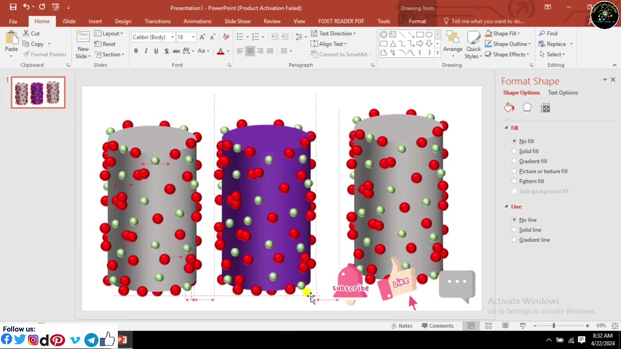 How to draw Nanorods loaded with Nanoparticles using Microsoft PowerPoint