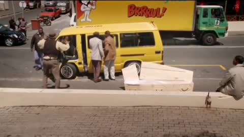 Funny video prank casket in a mini bus