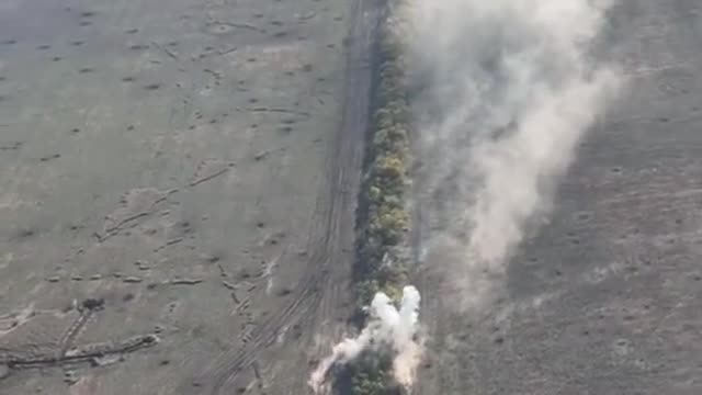 Russians Try to Hide from Ukrainian Artillery in the Treeline