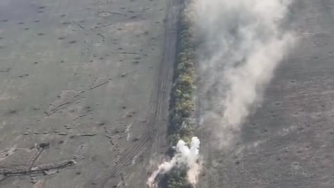 Russians Try to Hide from Ukrainian Artillery in the Treeline