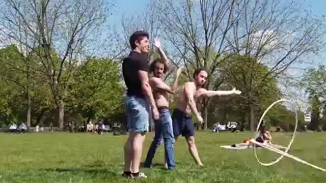 Trio Performs Amazing Trick Using Hula Hoops