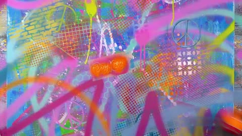 Colorful Pop Art / Abstract Painting Demo With Stencils | Peace1