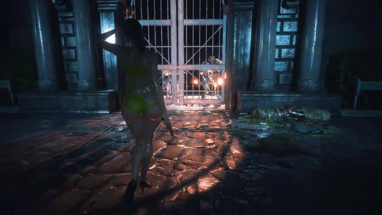 Resident Evil 2 Remake re2 Nina Jinell Swimsuit ThickBody Costume Walking /Biohazard 2 mod [4K]