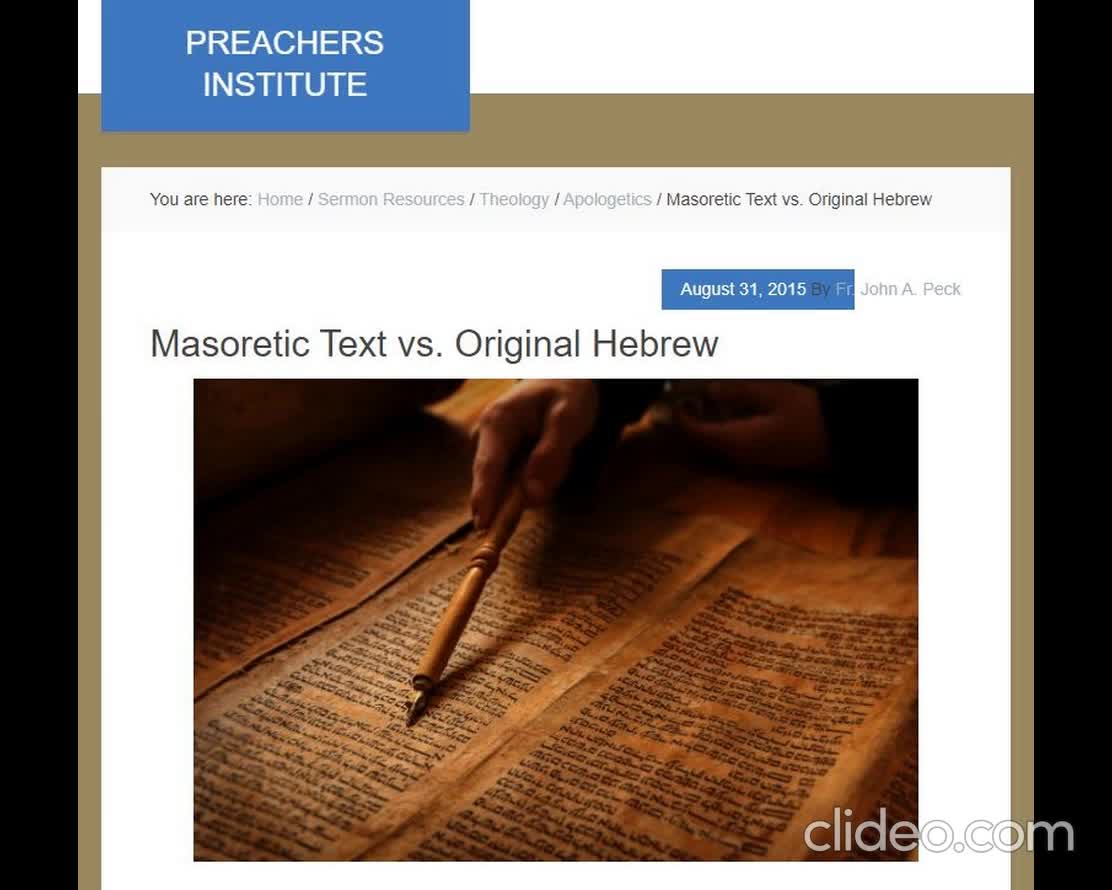 Masoretic Text VS Hebrew Bible