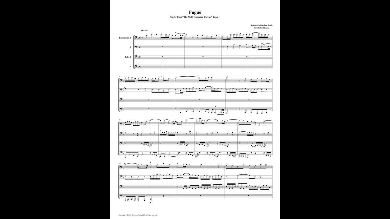 J.S. Bach - Well-Tempered Clavier: Part 1 - Fugue 13 (Euphonium-Tuba Quartet)