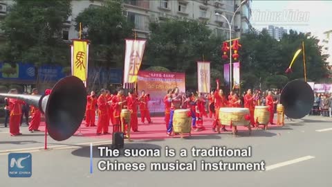 4.5 meters long! Huge traditional Chinese musical instrument "suona" recognized as world's largest