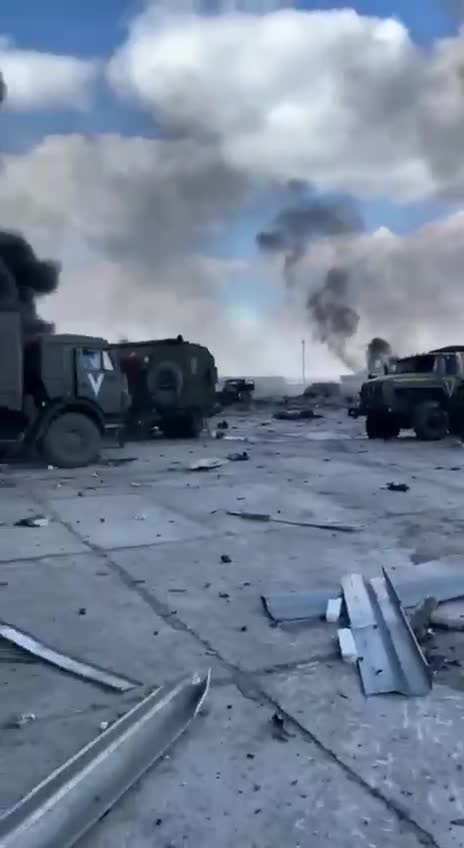 The first footage from the Gostomel airfield appeared