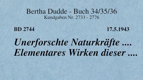 BD 2744 - UNERFORSCHTE NATURKRÄFTE .... ELEMENTARES WIRKEN DIESER ....