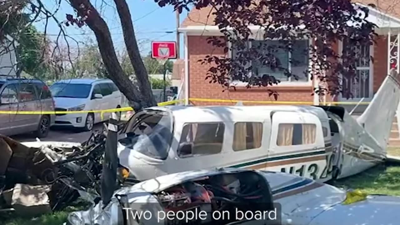 A small plane crashed into the front yard of a home and stopping just before the door