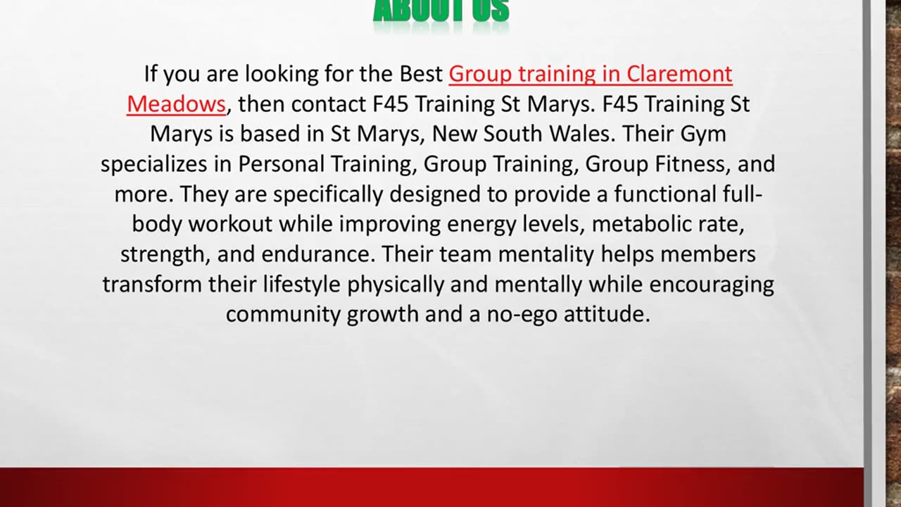 Group training in Claremont Meadows