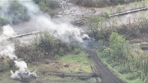 Russian Tank Ammo cooking after taking being struck