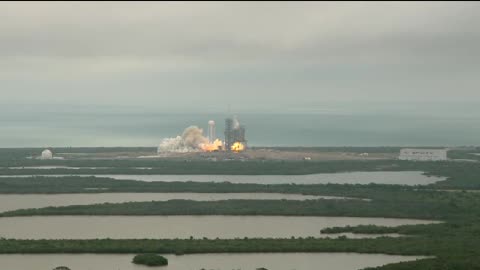 Liftoff in UHD of space X Falcon 9 on CRS -10 Mission