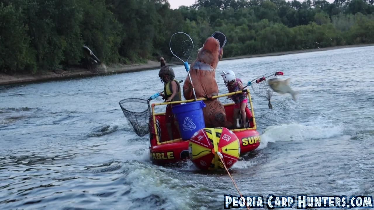 T-Rex VS Jumping Asian Carp - Peoria Carp Hunters