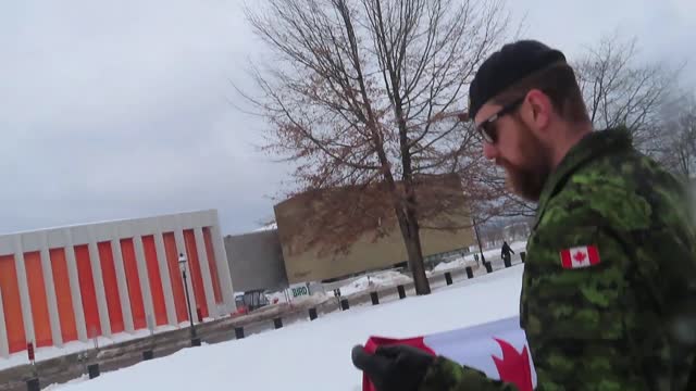 Canadian Soldier protesting in Front of New Brunswick Legislature!!!