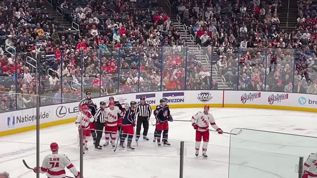 COLUMBUS BLUEJACKETS VS CAROLINA HURRICANES WAS THERE A FIGHT?