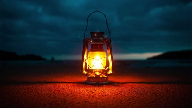 Oil Lamp With Moving Sand And Clouds Loop (No Copyright)