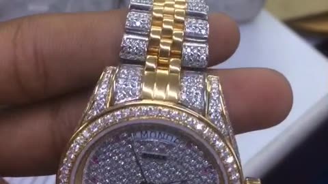 Rolex watch gold plated gold and diamond