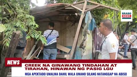 | Creek na ginawang tirahan at tindahan ng ilang residente, hinwan ng Pasig LGU