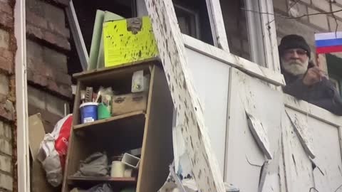 The scene on the balcony in Mariupol, filmed quite by accident