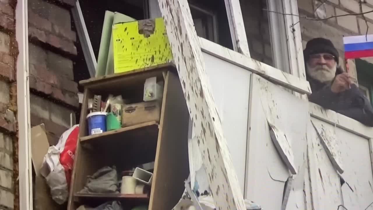 The scene on the balcony in Mariupol, filmed quite by accident