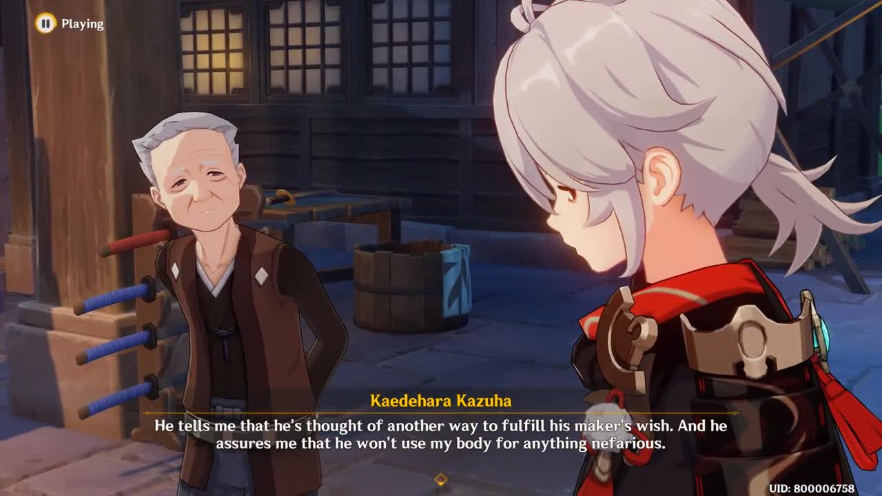 Kazuha Forging Kagotsurube Isshin Cutscene Japanese - Genshin Impact