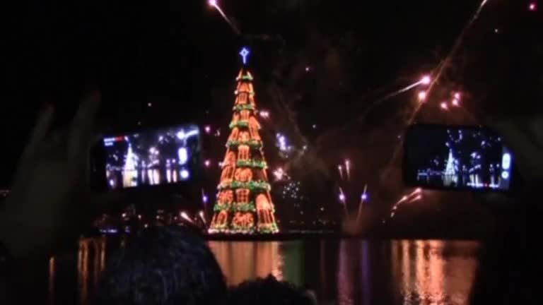 Brazil lights up world's biggest floating Christmas tree