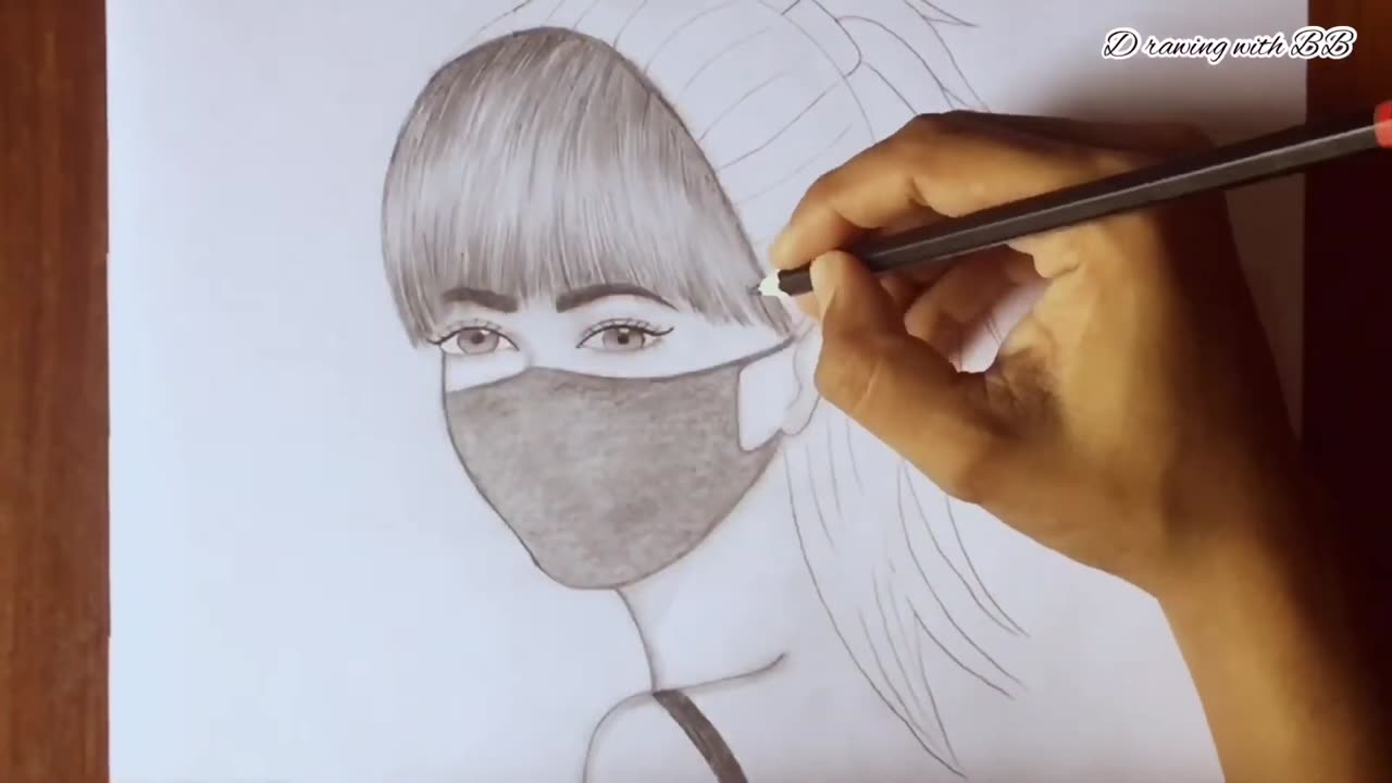 How to draw a girl face with mask step by step|Pencil sketch #draw #drawing #sketch #sketching